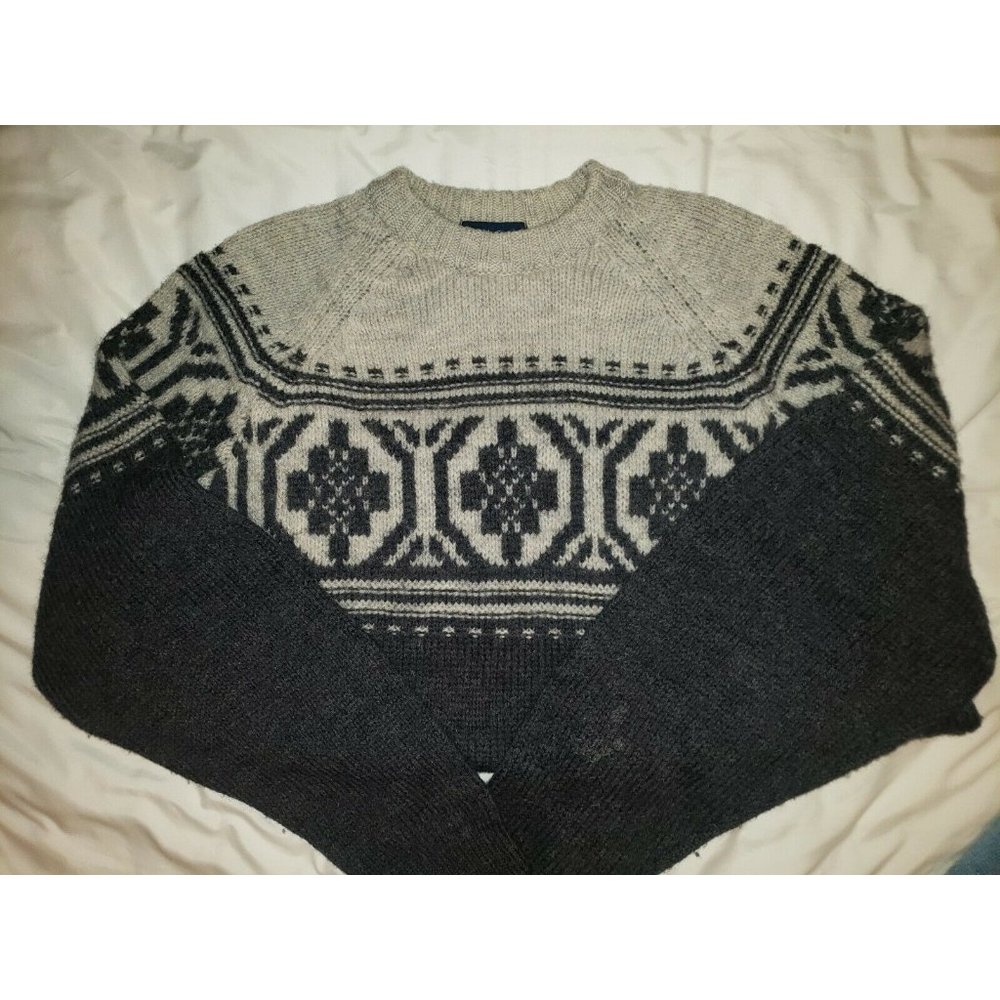 Vintage Paul James 100% Wool Sweater Men's Larges Cream Gray